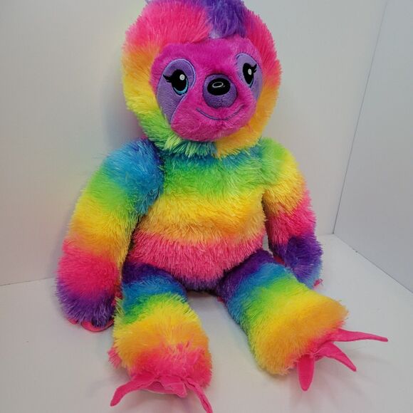 Build A Bear Rainbow Sloth Plush 18” Paws Stick Together Tye Dye BABW Retired - Picture 2 of 7
